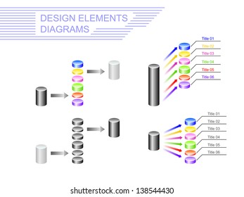 Design elements. Diagrams  in the form of cylinders 