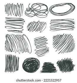 Design elements. Doodle-style hatched backgrounds. Vector illustration