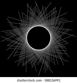 Design elements eclipse of sun style business presentation template on Geometric black background with white  lines. Vector illustration EPS 10 for science brochure, future graphics page, report firm