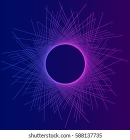 Design elements eclipse of sun style business presentation template on Geometric blue background with purple lines. Vector illustration EPS 10 for science brochure, future graphics page, report firm