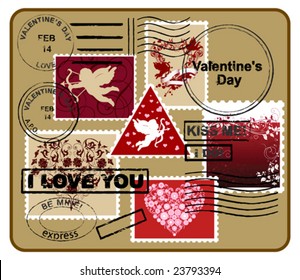 Design elements for envelope.  Valentine's day concept. Vector images scale to any size.