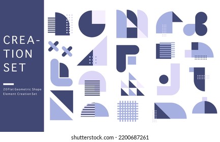 Design Elements Flat Geometric Mosaic Creation Set Vector