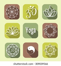 Set Yoga Meditation Graphics Symbols Stock Illustration 195778799