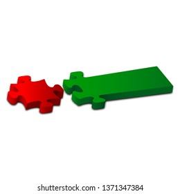 Design elements in the form of a puzzle for business, advertising, infographics, diagrams. Banner in the form of a puzzle.Color puzzles of red and green color on a white background.Vector illustration