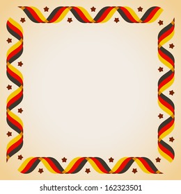 Design elements -  frame with ribbons in German flag colors. Vector illustration.