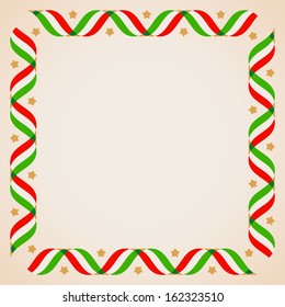 Design elements -  frame with ribbons in italian flag colors. Vector illustration.