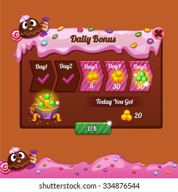 The design elements of the game interface (daily bonus)