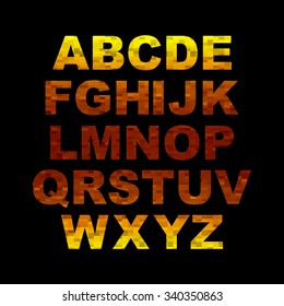 Design elements - gold 3D font. Set. Vector illustration EPS10.