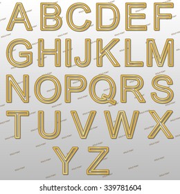 Design elements - gold wire 3D font. Set. Vector illustration EPS10.