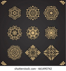 Design elements graphic Thai design isolated on seamless background. Vintage decorative elements. Hand drawn seamless pattern. Islam, Arabic, Indian, ottoman motifs.