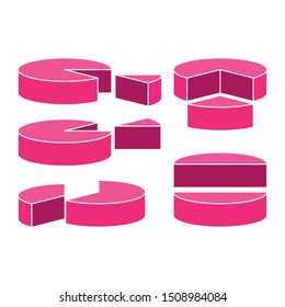 Design elements of graphs and charts. Cylinder and cylinder parts on white background.