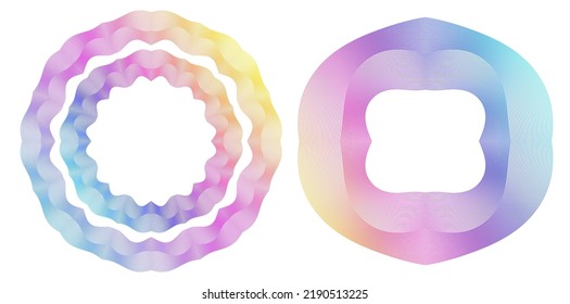 Design elements guilloche. Soft rainbow color. Linear background. polygonal lines. Protective layer for the template of banknotes, diplomas and certificates. Vector illustration EPS 10