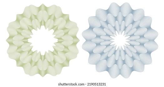 Designelemente guilloche. Weiche Regenbogenfarbe. Linearer Hintergrund. polygonale Linien. Schutzschicht für die Vorlage von Banknoten, Diplomen und Zeugnissen. Vektorgrafik EPS10