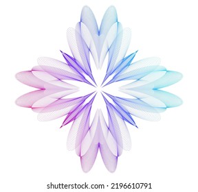 Designelemente guilloche. Weiche Regenbogenfarbe. Linearer Hintergrund. polygonale Linien. Schutzschicht für die Vorlage von Banknoten, Diplomen und Zeugnissen. Vektorgrafik EPS10