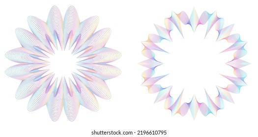 Elementos de diseño guilloche. Color suave del arcoiris. Fondo lineal. líneas poligonales. Capa protectora para la plantilla de billetes, diplomas y certificados. Ilustración del vector EPS 10