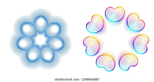 Design elements guilloche. Soft rainbow color. Linear background. polygonal lines. Protective layer for the template of banknotes, diplomas and certificates. Vector illustration EPS 10