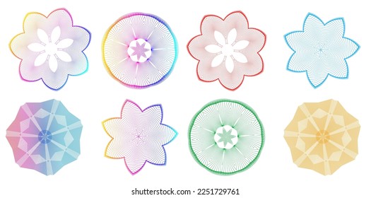 Design elements guilloche. Soft rainbow color. Linear background. polygonal lines. Protective layer for the template of banknotes, diplomas and certificates. Vector illustration EPS 10