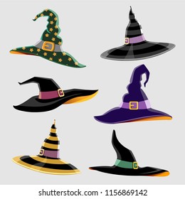 Design Elements for Halloween. Halloween symbol. Witch Hat. Hats of the wizard