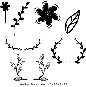 design elements illustration of flowers, leaves and branches	