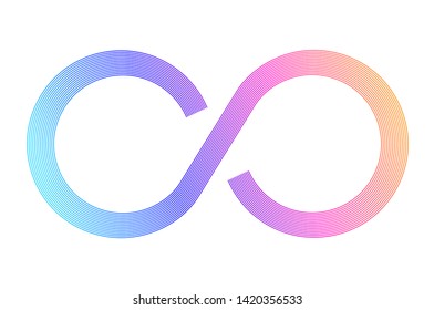 Design elements. Infinity sign color spectrum. Rainbow gradient in the shape of the infinity symbol. Eight sign colorful gradient. Vector illustration EPS 10 digital for promotion new product