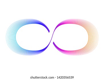 Design elements. Infinity sign color spectrum. Rainbow gradient in the shape of the infinity symbol. Eight sign colorful gradient. Vector illustration EPS 10 digital for promotion new product
