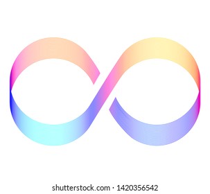 Design elements. Infinity sign color spectrum. Rainbow gradient in the shape of the infinity symbol. Eight sign colorful gradient. Vector illustration EPS 10 digital for promotion new product