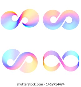 Design elements. Infinity sign color spectrum. Rainbow gradient in the shape of the infinity symbol. Eight sign colorful gradient. Vector illustration EPS 10 digital for promotion new product 