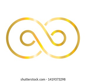 Design elements. Infinity sign gold spectrum. Golden gradient in shape of infinity symbol. Eight sign Isolated on white background. Vector illustration EPS 10 digital for promotion new product 