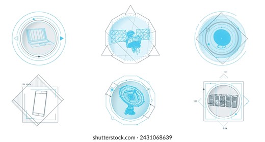 Design elements for infographic of data communication.