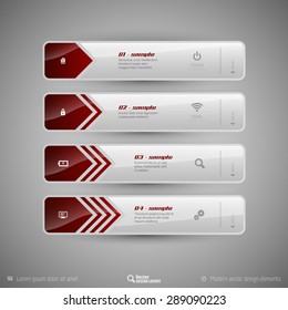 Design elements for infographics, layout, web pages... Modern symbols on the elegant tabs.