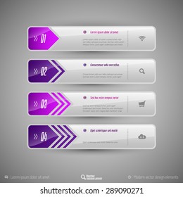 Design elements for infographics, layout, web pages... Modern symbols on the elegant tabs.