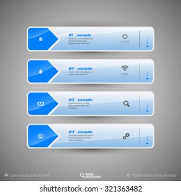 Design elements for infographics, layout, web pages. Modern symbols on the elegant tabs.