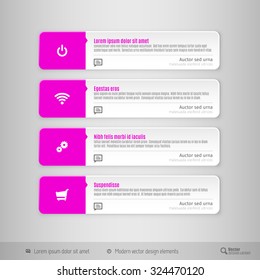 Design elements for infographics, layout, web pages. Modern symbols on the elegant tabs.