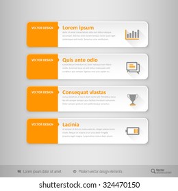 Design elements for infographics, layout, web pages. Modern symbols on the elegant tabs.