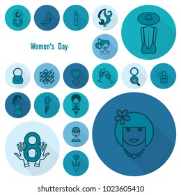 Design Elements for International Womens Day March 8, Icons. Vector