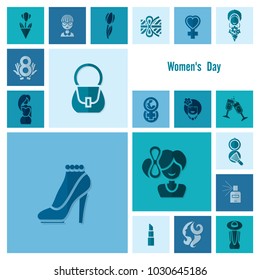 Design Elements for International Womens Day March 8, Icons. Vector