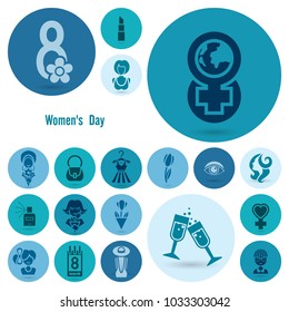 Design Elements for International Womens Day March 8, Icons. Vector