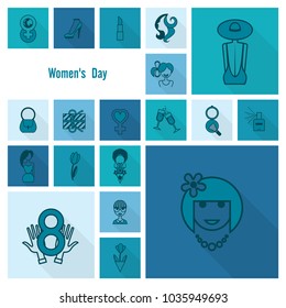 Design Elements for International Womens Day March 8, Icons. Vector