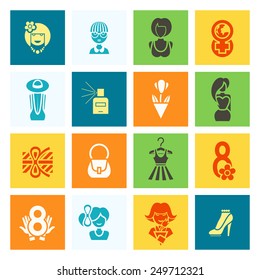Design Elements for International Womens Day March 8, Icons. Vector