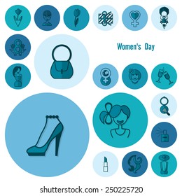 Design Elements for International Womens Day March 8, Icons. Vector