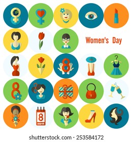 Design Elements for International Womens Day March 8, Icons. Vector