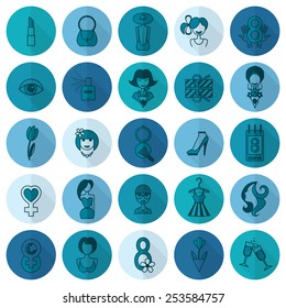 Design Elements for International Womens Day March 8, Icons. Vector