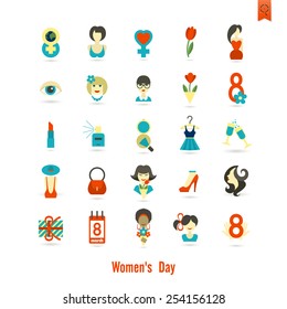 Design Elements for International Womens Day March 8, Icons. Vector
