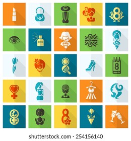 Design Elements for International Womens Day March 8, Icons. Vector