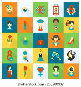 Design Elements for International Womens Day March 8, Icons. Vector