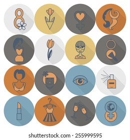 Design Elements for International Womens Day March 8, Icons. Vector