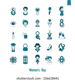 Design Elements for International Womens Day March 8, Icons. Vector