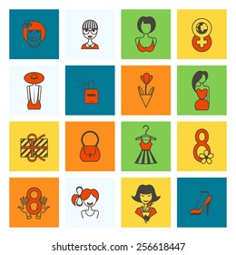 Design Elements for International Womens Day March 8, Icons. Vector
