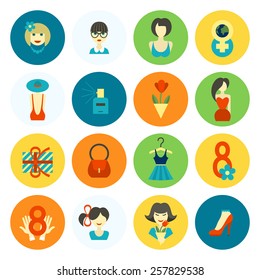 Design Elements for International Womens Day March 8, Icons. Vector