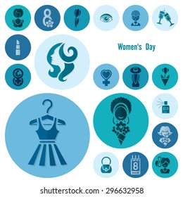 Design Elements for International Womens Day March 8, Icons. Vector